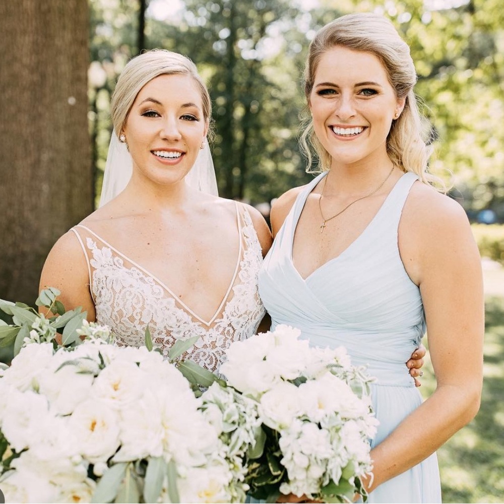 David’s Bridal Crossback Bridesmaid Dress - Ice Blue